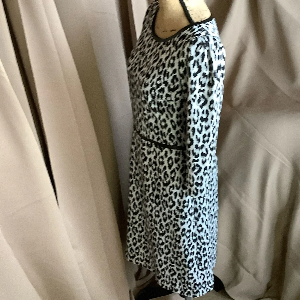 Talbots Black and White Leopard Print Long Sleeve Dress - Picture 4 of 5